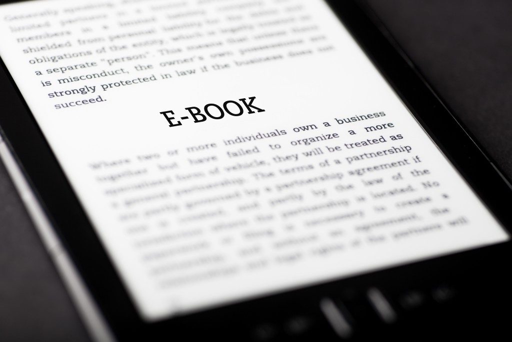 E-book on a tablet